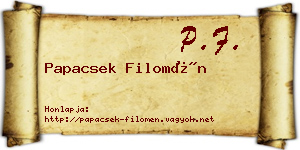 Papacsek Filomén névjegykártya